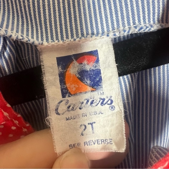 Vintage Carters Girls Toddler Stripe Floral Embroidery Overalls Size 2T - Picture 5 of 10